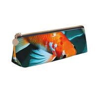 Zhuanyun HD Koi Fish print Triangle Leather Stationery Storage Bag Multi-Functional Cosmetic Bag, Everyday Use