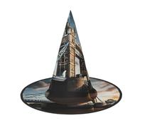 Zhuanyun Historic Old Tower Bridge London print Halloween hat Halloween Costume Accessories Headdress Party Accessories Witch Hat