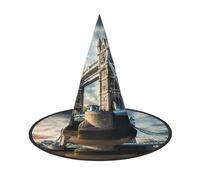Zhuanyun Historic Old Tower Bridge London print Halloween hat Halloween Costume Accessories Headdress Party Accessories Witch Hat