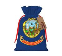 Zhuanyun Idaho state flag print Large Christmas bag, reusable drawstring linen packet, Birthday Parties Supplies