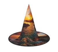Zhuanyun Ireland Sunset Seascape print Halloween hat Halloween Costume Accessories Headdress Party Accessories Witch Hat