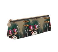 Zhuanyun Jazz drum print Triangle Leather Stationery Storage Bag Multi-Functional Cosmetic Bag, Everyday Use, White, One Size, Lightweight