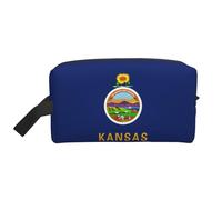 Zhuanyun Kansas State Flag print Travel storage bag, daily storage bag, travel toiletries, cosmetics zipper storage bag