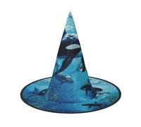 Zhuanyun Killer Whales Swim Along print Halloween hat Halloween Costume Accessories Headdress Party Accessories Witch Hat