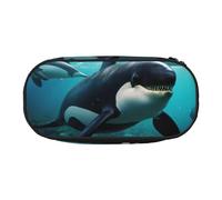Zhuanyun Killer Whales Swim Along print Pencil case with zipper compartment, stationery pencil case, office supplies storage box