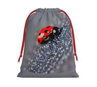Zhuanyun Ladybugs Pattern Infinite Speckled Plush Drawstring present bag for Halloween - fit for Christmas, promotions, annual ceremonies
