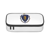 Zhuanyun Large Capacity Storage Bag, Office Supplies Box, Massachusetts State Flag Makeup Bag, Desk Organizer with Stylish, Black, One Size, Concise