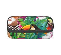 Zhuanyun Large Capacity Storage Bag, Office Supplies Box, Tropical Birds and Plant Leaf Makeup Bag, Desk Organizer with Stylish