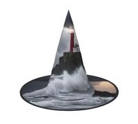 Zhuanyun Lighthouse In Storm print Halloween hat Halloween Costume Accessories Headdress Party Accessories Witch Hat