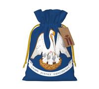 Zhuanyun Louisiana State Flag print Large Christmas bag, reusable drawstring linen packet, Birthday Parties Supplies