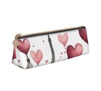 Zhuanyun Love Paris Tower Coffee Wine Perfume Bicycle Heart print Triangle Leather Stationery Storage Bag Multi-Functional Cosmetic Bag, Everyday Use