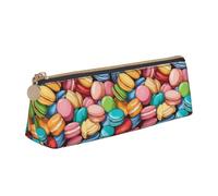 Zhuanyun Macaron Biscuit Flavored print Triangle Leather Stationery Storage Bag Multi-Functional Cosmetic Bag, Everyday Use