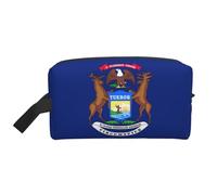 Zhuanyun Michigan State Flag print Travel storage bag, daily storage bag, travel toiletries, cosmetics zipper storage bag
