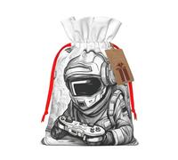 Zhuanyun Monochrome Sketch Style Gaming print Large Christmas bag, reusable drawstring linen packet, Birthday Parties Supplies