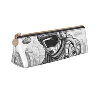 Zhuanyun Monochrome Sketch Style Gaming print Triangle Leather Stationery Storage Bag Multi-Functional Cosmetic Bag, Everyday Use