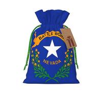 Zhuanyun Nevada State Flag print Large Christmas bag, reusable drawstring linen packet, Birthday Parties Supplies