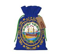 Zhuanyun New Hampshire state flag print Large Christmas bag, reusable drawstring linen packet, Birthday Parties Supplies