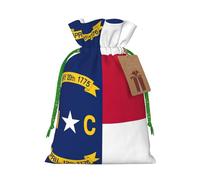 Zhuanyun North Carolina state flag print Large Christmas bag, reusable drawstring linen packet, Birthday Parties Supplies