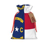 Zhuanyun North Carolina state flag print Large Christmas bag, reusable drawstring linen packet, Birthday Parties Supplies