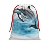 Zhuanyun Ocean Dolphin Looking at You Plush Drawstring present bag for Halloween - fit for Christmas, promotions, annual ceremonies