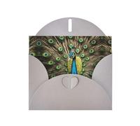 Zhuanyun peacock feather print Luxury Pearlescent Paper Invitation Cards - Baptism, Holiday Gatherings | Includes Envelopes