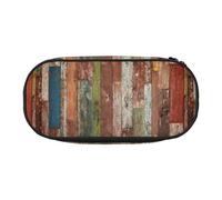 Zhuanyun Planks Weathered Old Look Print Pencil Case with Zipper Pocket, Stationery Pencil Case, Office Supplies, Storage Box, black, standard size, Portability: