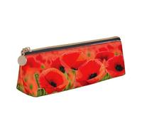 Zhuanyun Poppy Flowers Vivid Petals print Triangle Leather Stationery Storage Bag Multi-Functional Cosmetic Bag, Everyday Use, White, One Size, Lightweight