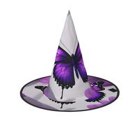 Zhuanyun Purple butterfly and flower 1 print Halloween hat Halloween Costume Accessories Headdress Party Accessories Witch Hat