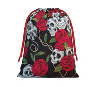 Zhuanyun Rose skull eyes Plush Drawstring present bag for Halloween - fit for Christmas, promotions, annual ceremonies