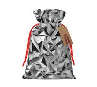 Zhuanyun Silver Geometric Figure print Large Christmas bag, reusable drawstring linen packet, Birthday Parties Supplies