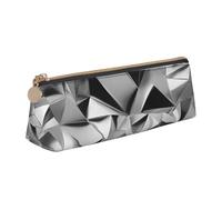 Zhuanyun Silver Geometric Figure print Triangle Leather Stationery Storage Bag Multi-Functional Cosmetic Bag, Everyday Use