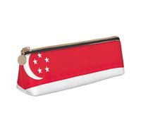 Zhuanyun Singapore Flag print Triangle Leather Stationery Storage Bag Multi-Functional Cosmetic Bag, Everyday Use