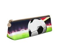 Zhuanyun Soccer Sports Ball print Triangle Leather Stationery Storage Bag Multi-Functional Cosmetic Bag, Everyday Use
