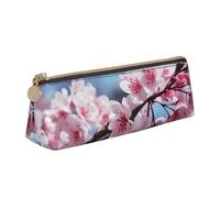 Zhuanyun Tempting Cherry Blossoms print Triangle Leather Stationery Storage Bag Multi-Functional Cosmetic Bag, Everyday Use