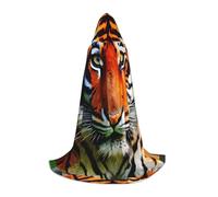Zhuanyun Tiger Stripes Orange Pattern print Hooded Cloak - Leading Knot Hood, Fit for Theme Parties, Vampire/Witch Costumes