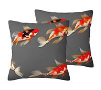 Zhuanyun Traditional Koi Carps with Spots Print 2-Piece Imitation Linen Pillow Covers, for Home Travel, Hidden Zipper, for Home Decor