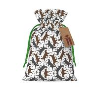 Zhuanyun Trotting Flat Coated Retrievers Paw print Large Christmas bag, reusable drawstring linen packet, Birthday Parties Supplies