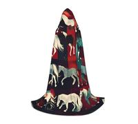 Zhuanyun Various Kinds of Horses print Hooded Cloak - Leading Knot Hood, Fit for Theme Parties, Vampire/Witch Costumes