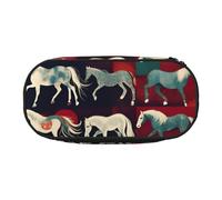 Zhuanyun Various Kinds of Horses print Pencil case with zipper compartment, stationery pencil case, office supplies storage box