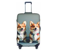 Zhuanyun Wearing Clothes Cute Corgi Dogs print Washable Travel Luggage Cover Abstract Colorful Print Luggage Suitcase Protector, White, S