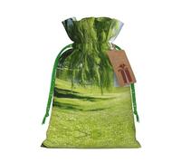 Zhuanyun Willow Tree print Large Christmas bag, reusable drawstring linen packet, Birthday Parties Supplies