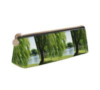 Zhuanyun Willow Tree print Triangle Leather Stationery Storage Bag Multi-Functional Cosmetic Bag, Everyday Use