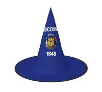 Zhuanyun Wisconsin State Flag print Halloween hat Halloween Costume Accessories Headdress Party Accessories Witch Hat