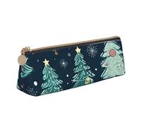 Zhuanyun Xmas Tree Ball Stars print Triangle Leather Stationery Storage Bag Multi-Functional Cosmetic Bag, Everyday Use