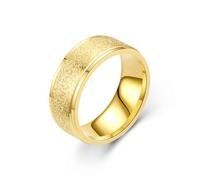 zhuBAOHE 2pcs Titanium Steel Matte Rings for Men Wedding Band Set Stainless Steel Matte Brushed Finish Stepped Edges Comfort Fit Ring,Gold,5