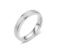 zhuBAOHE 4mm Brushed Titanium Steel Ring,Wedding Bands Promise Rings Minimalist Plain Band,Stackable Couple Ring for Men and Women,Silver,11