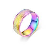 zhuBAOHE 6mm Sandblast Wedding Band for Men Women,Titanium Stainless Steel Ring,Comfort Fit Engagement Anniversary Promise Ring,colorful,11