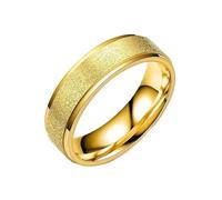 zhuBAOHE 6mm Sandblast Wedding Band for Men Women,Titanium Stainless Steel Ring,Comfort Fit Engagement Anniversary Promise Ring,Gold,12