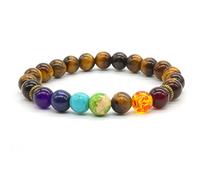 Zhubling 7 Chakras Gemstone Bracelet Lava Stone Tiger Eye Crystal Reiki Healing Balancing Beaded