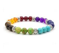 Zhubling Rainbow Stone Bracelet Crystal Healing Reiki Energy Balancing Gemstone Stretch Bracelet Round Bead for Men Woman